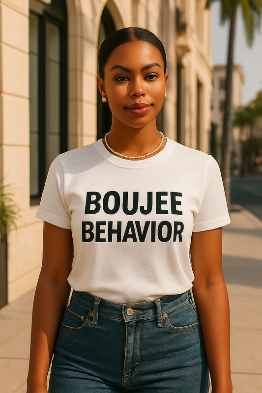 Boujee Behavior Tee-Black Text